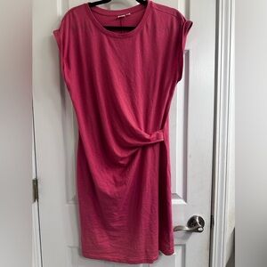 GAP Pink Ruched Sheath Mini T-Shirt Dress